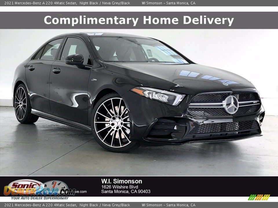 2021 Mercedes-Benz A 220 4Matic Sedan Night Black / Neva Grey/Black Photo #1