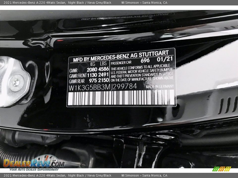 2021 Mercedes-Benz A 220 4Matic Sedan Night Black / Neva Grey/Black Photo #10
