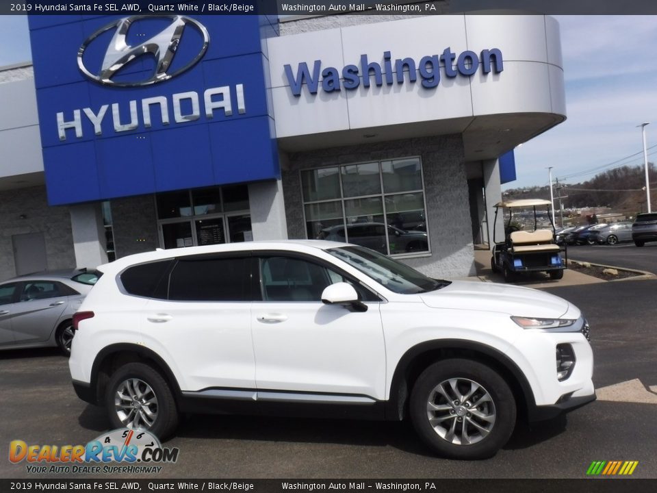 2019 Hyundai Santa Fe SEL AWD Quartz White / Black/Beige Photo #2