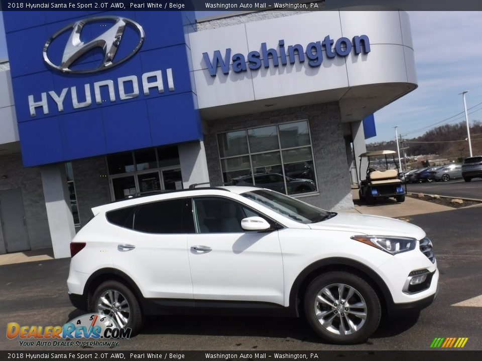 2018 Hyundai Santa Fe Sport 2.0T AWD Pearl White / Beige Photo #2