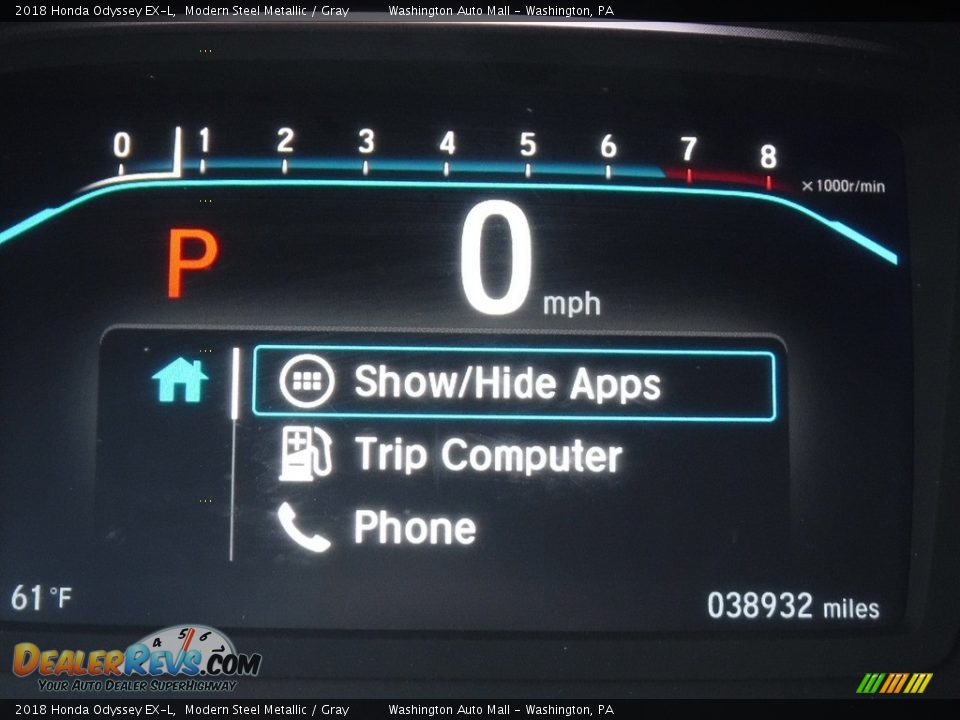 2018 Honda Odyssey EX-L Modern Steel Metallic / Gray Photo #33
