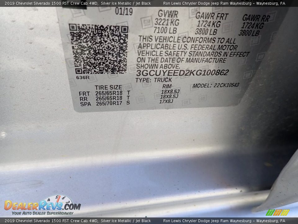 2019 Chevrolet Silverado 1500 RST Crew Cab 4WD Silver Ice Metallic / Jet Black Photo #16