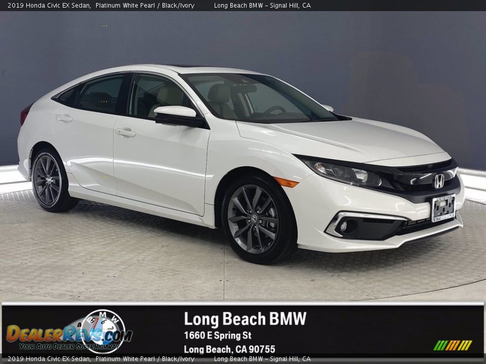 2019 Honda Civic EX Sedan Platinum White Pearl / Black/Ivory Photo #1