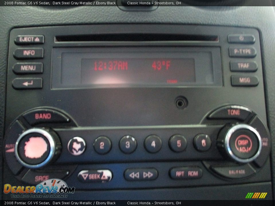 2008 Pontiac G6 V6 Sedan Dark Steel Gray Metallic / Ebony Black Photo #33