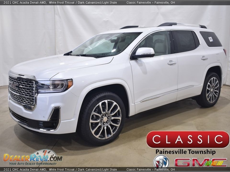 2021 GMC Acadia Denali AWD White Frost Tricoat / Dark Galvanized/Light Shale Photo #1