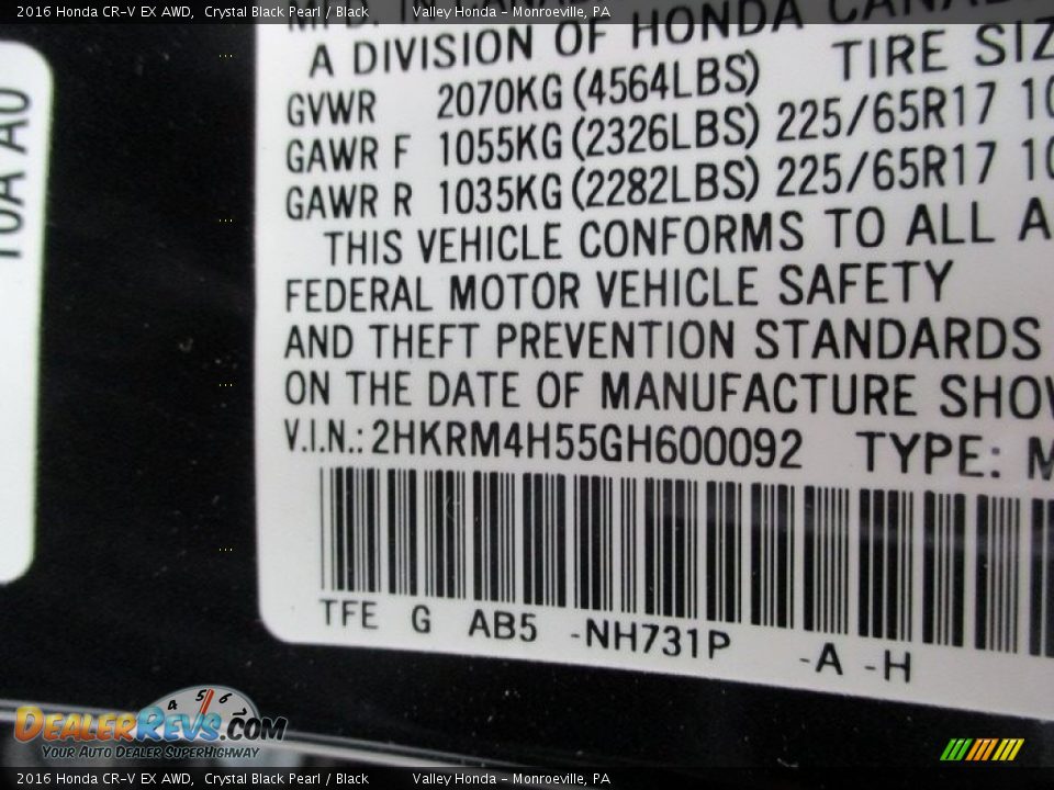 2016 Honda CR-V EX AWD Crystal Black Pearl / Black Photo #19