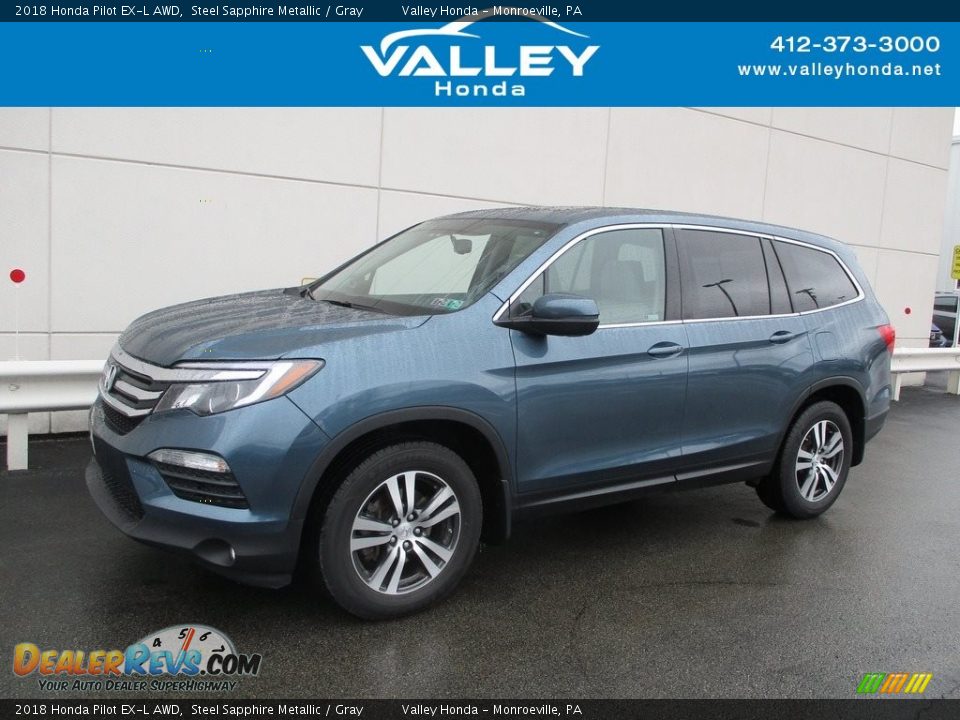 2018 Honda Pilot EX-L AWD Steel Sapphire Metallic / Gray Photo #1