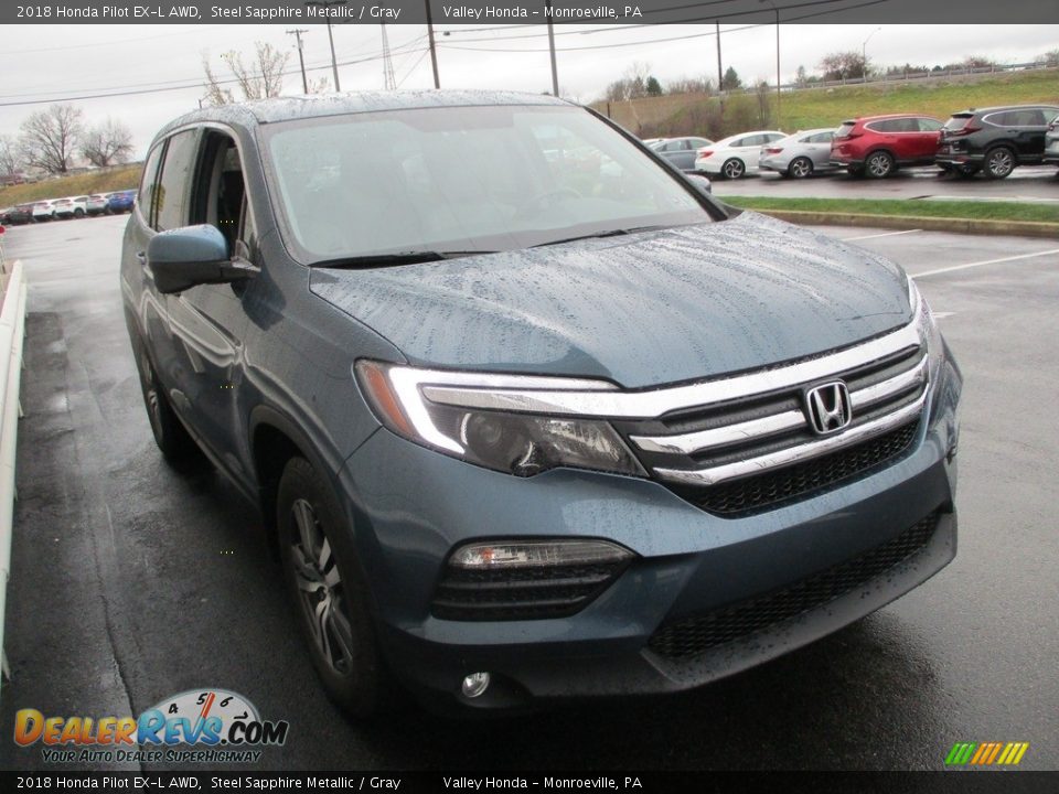 2018 Honda Pilot EX-L AWD Steel Sapphire Metallic / Gray Photo #7