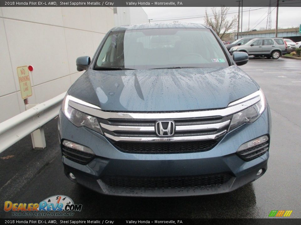 2018 Honda Pilot EX-L AWD Steel Sapphire Metallic / Gray Photo #8