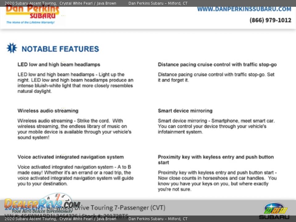 2020 Subaru Ascent Touring Crystal White Pearl / Java Brown Photo #15