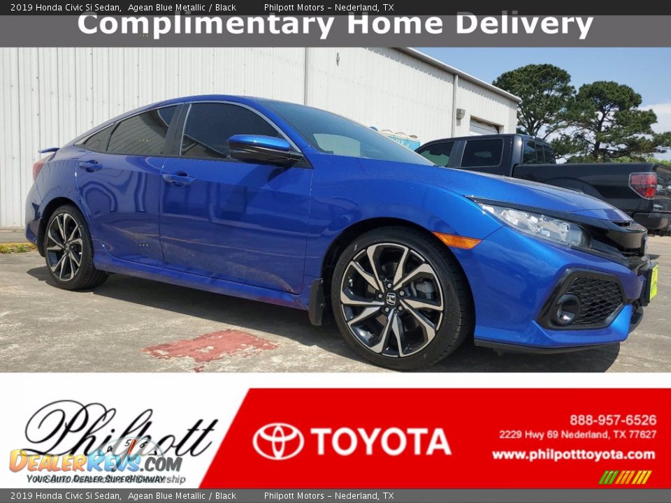 2019 Honda Civic Si Sedan Agean Blue Metallic / Black Photo #1