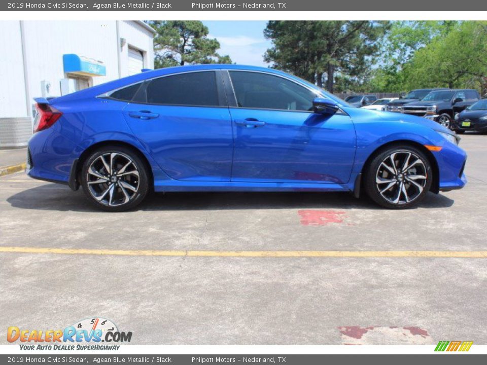 2019 Honda Civic Si Sedan Agean Blue Metallic / Black Photo #8