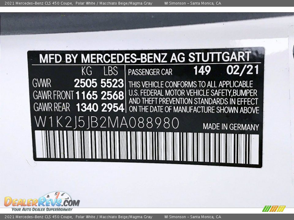 2021 Mercedes-Benz CLS 450 Coupe Polar White / Macchiato Beige/Magma Gray Photo #11
