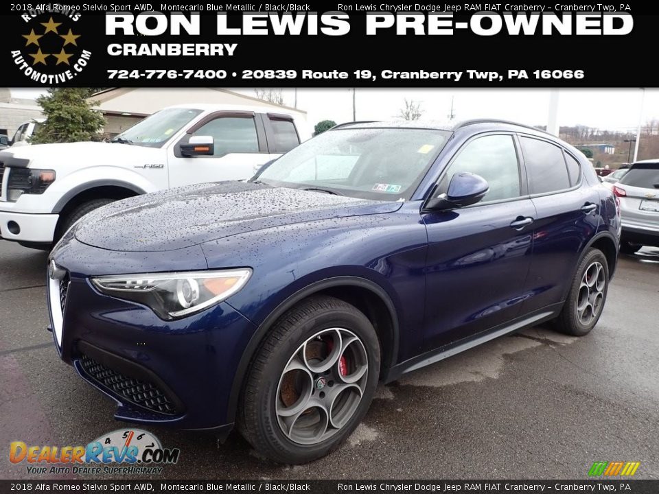 2018 Alfa Romeo Stelvio Sport AWD Montecarlo Blue Metallic / Black/Black Photo #1