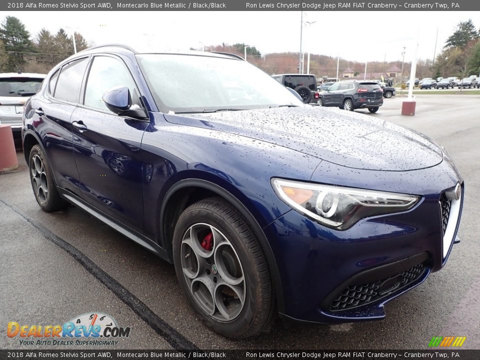 2018 Alfa Romeo Stelvio Sport AWD Montecarlo Blue Metallic / Black/Black Photo #2