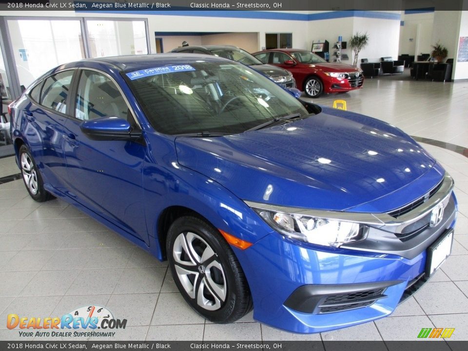 2018 Honda Civic LX Sedan Aegean Blue Metallic / Black Photo #3