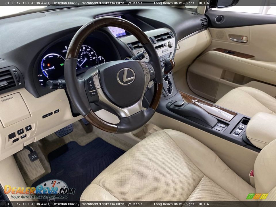 2013 Lexus RX 450h AWD Obsidian Black / Parchment/Espresso Birds Eye Maple Photo #16