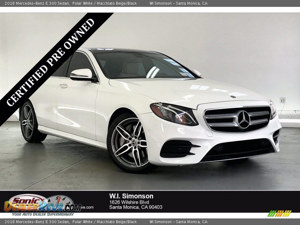 2018 Mercedes-Benz E 300 Sedan Polar White / Macchiato Beige/Black Photo #1