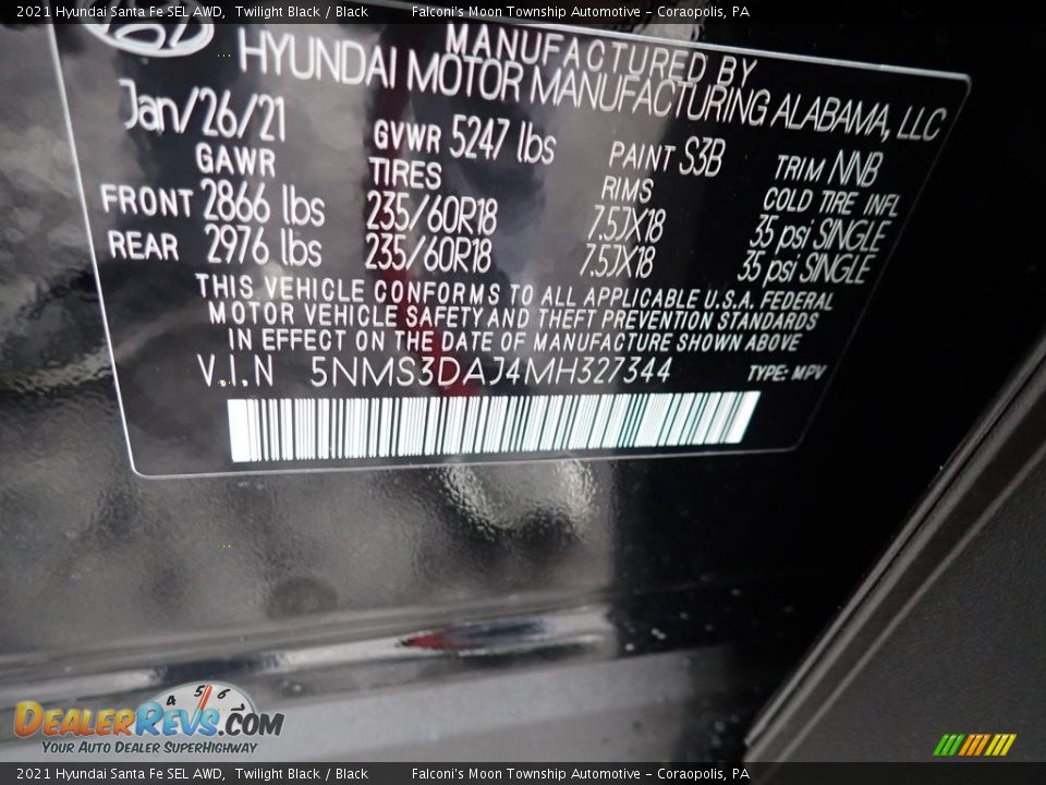 2021 Hyundai Santa Fe SEL AWD Twilight Black / Black Photo #14