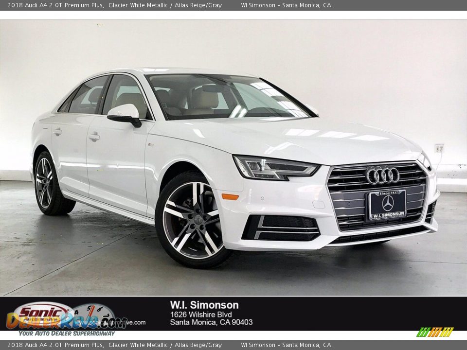 2018 Audi A4 2.0T Premium Plus Glacier White Metallic / Atlas Beige/Gray Photo #1