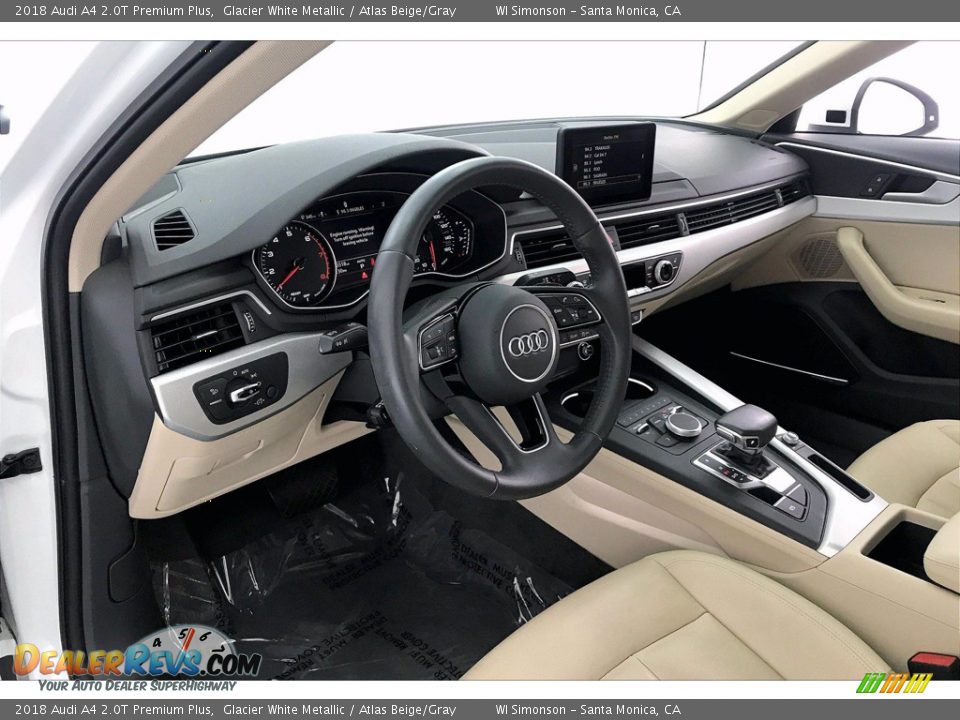 2018 Audi A4 2.0T Premium Plus Glacier White Metallic / Atlas Beige/Gray Photo #14