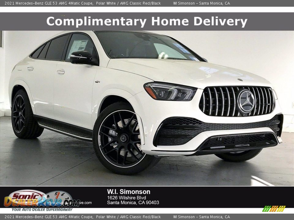2021 Mercedes-Benz GLE 53 AMG 4Matic Coupe Polar White / AMG Classic Red/Black Photo #1