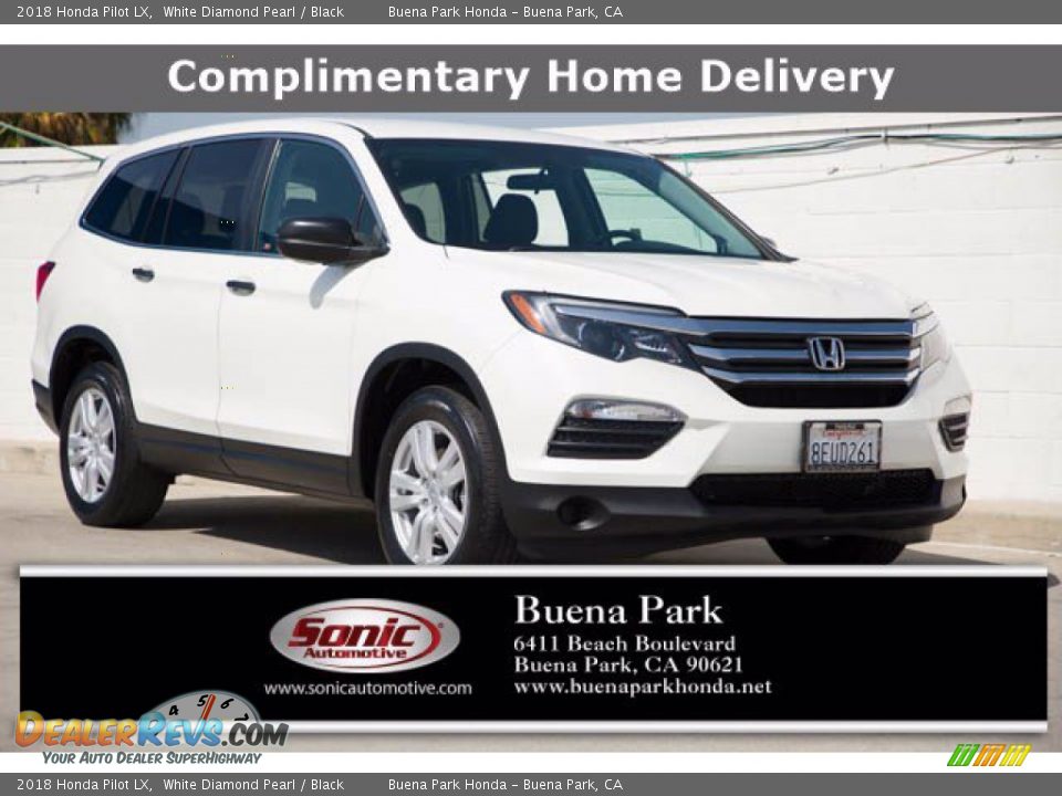 2018 Honda Pilot LX White Diamond Pearl / Black Photo #1