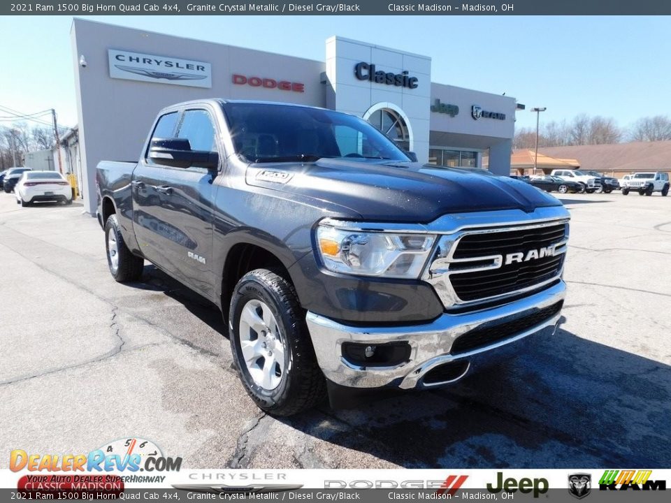 2021 Ram 1500 Big Horn Quad Cab 4x4 Granite Crystal Metallic / Diesel Gray/Black Photo #1