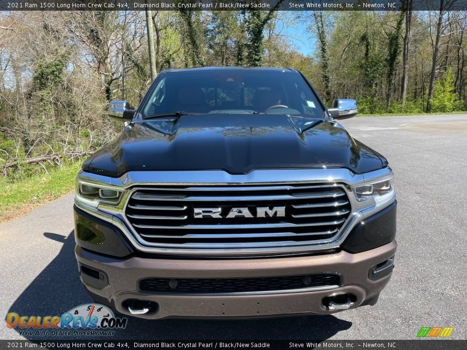 2021 Ram 1500 Long Horn Crew Cab 4x4 Diamond Black Crystal Pearl / Black/New Saddle Photo #4