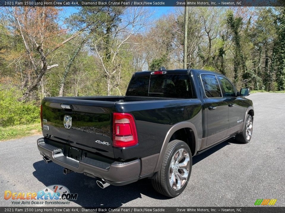 2021 Ram 1500 Long Horn Crew Cab 4x4 Diamond Black Crystal Pearl / Black/New Saddle Photo #7