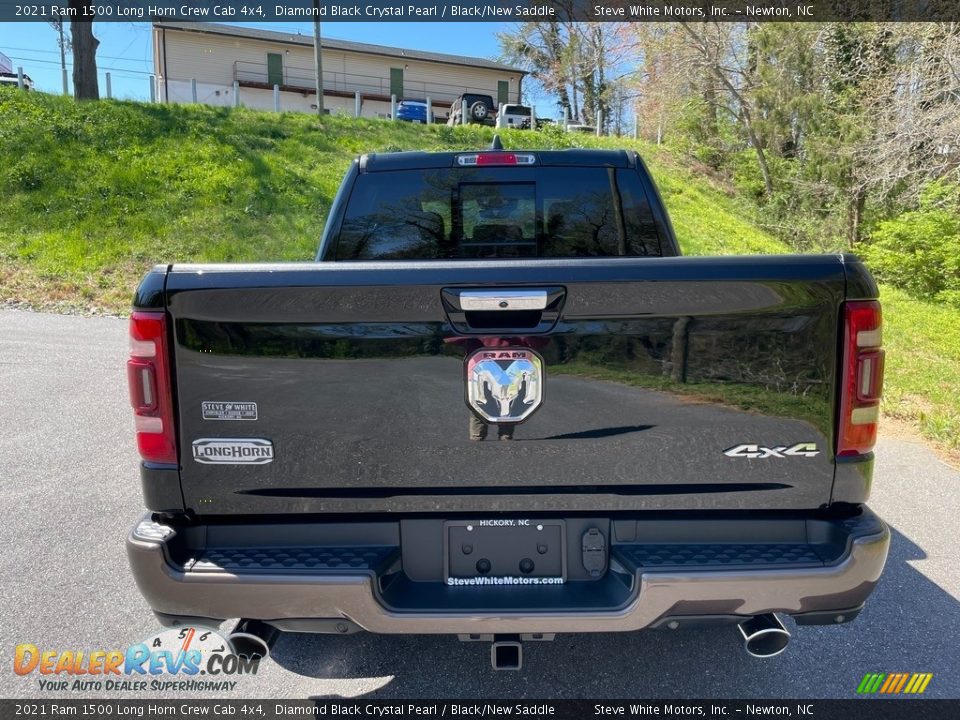 2021 Ram 1500 Long Horn Crew Cab 4x4 Diamond Black Crystal Pearl / Black/New Saddle Photo #8