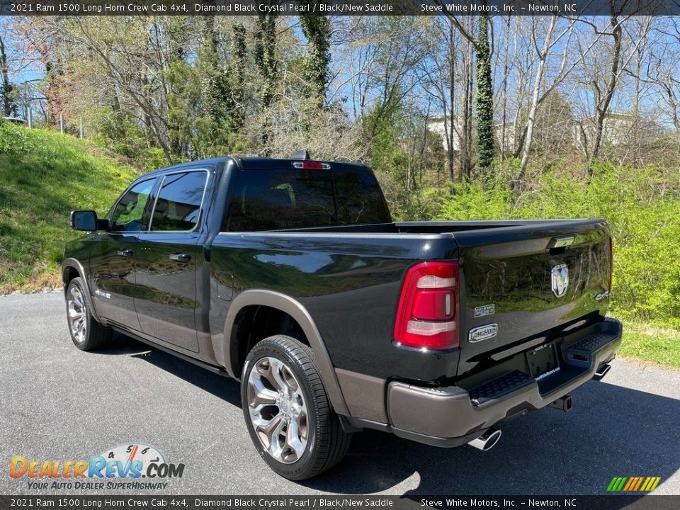 2021 Ram 1500 Long Horn Crew Cab 4x4 Diamond Black Crystal Pearl / Black/New Saddle Photo #10