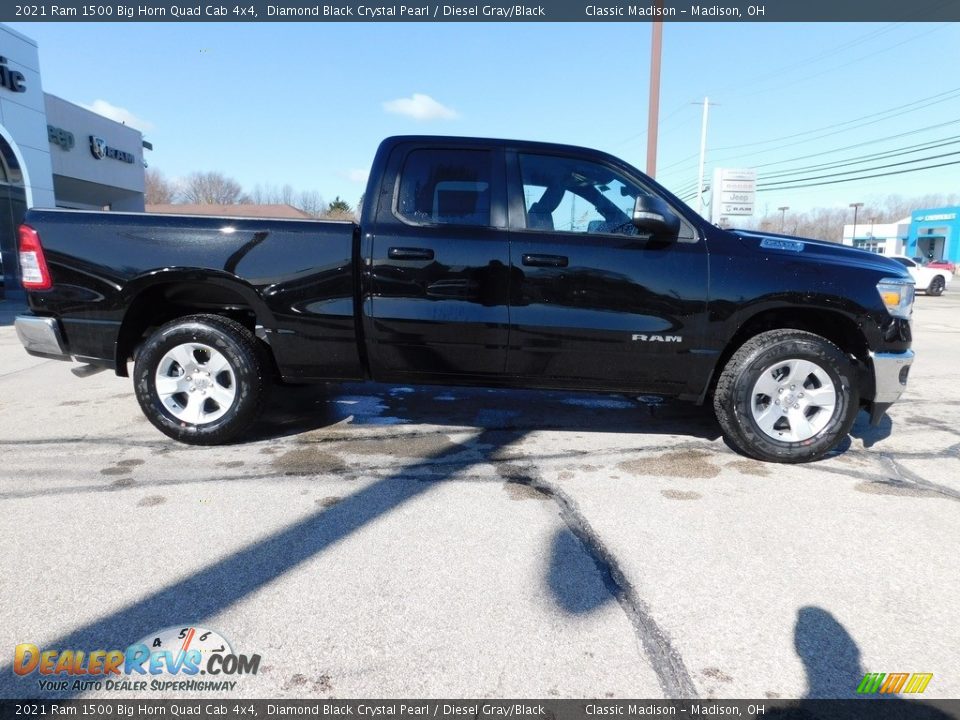 2021 Ram 1500 Big Horn Quad Cab 4x4 Diamond Black Crystal Pearl / Diesel Gray/Black Photo #3