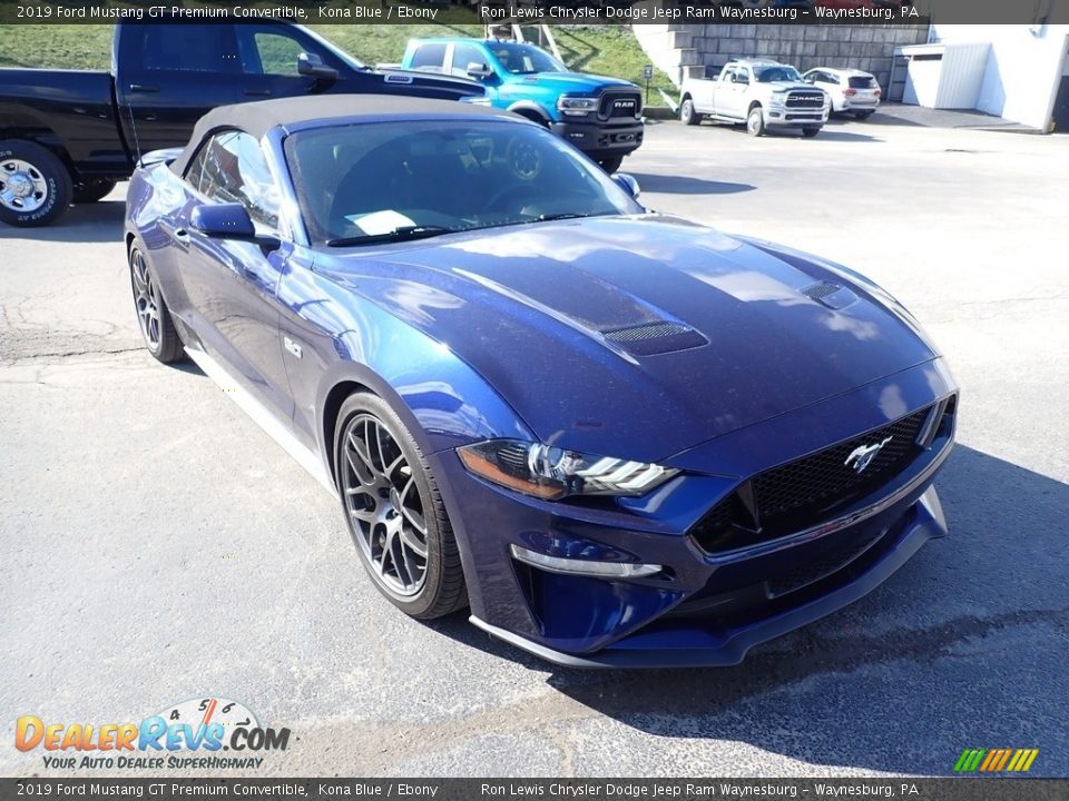 2019 Ford Mustang GT Premium Convertible Kona Blue / Ebony Photo #7