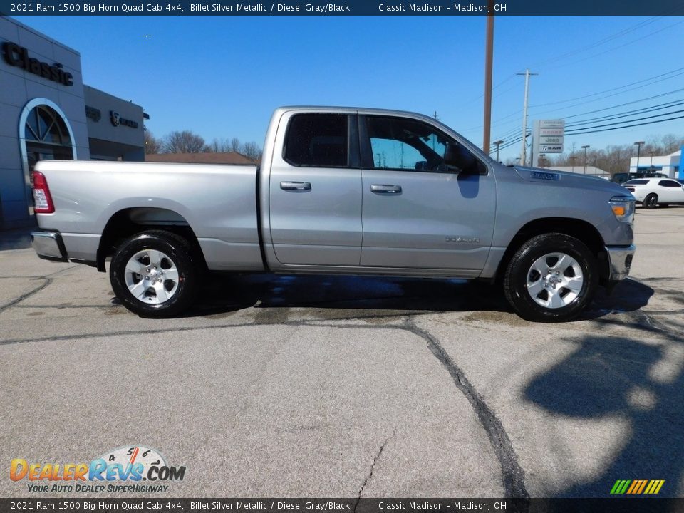2021 Ram 1500 Big Horn Quad Cab 4x4 Billet Silver Metallic / Diesel Gray/Black Photo #3