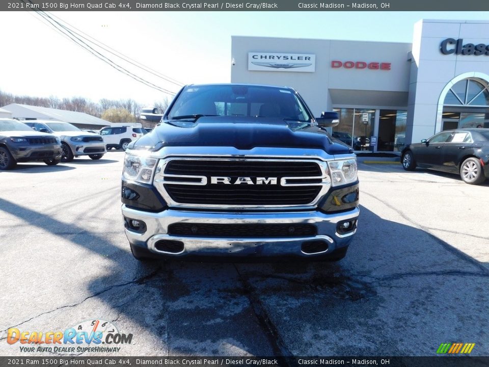 2021 Ram 1500 Big Horn Quad Cab 4x4 Diamond Black Crystal Pearl / Diesel Gray/Black Photo #2