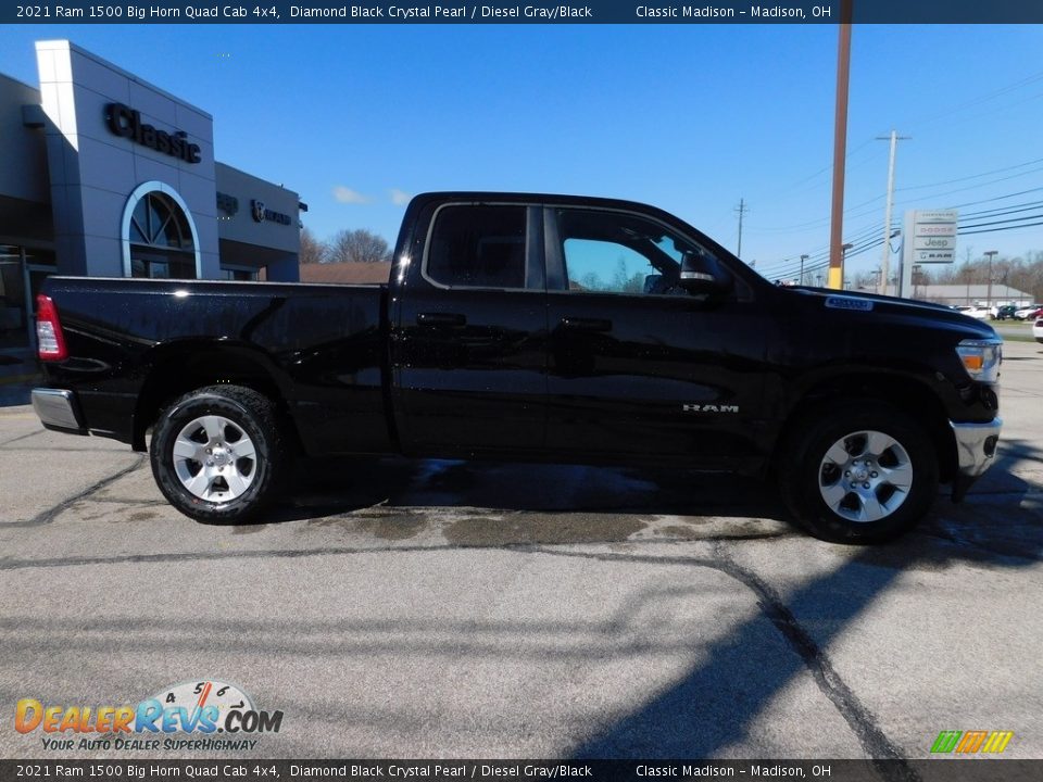2021 Ram 1500 Big Horn Quad Cab 4x4 Diamond Black Crystal Pearl / Diesel Gray/Black Photo #3