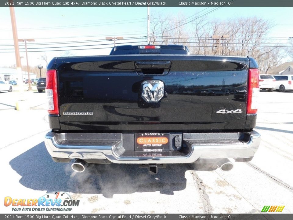 2021 Ram 1500 Big Horn Quad Cab 4x4 Diamond Black Crystal Pearl / Diesel Gray/Black Photo #4