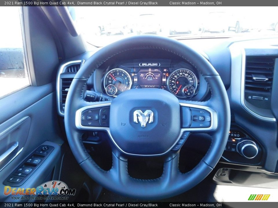 2021 Ram 1500 Big Horn Quad Cab 4x4 Diamond Black Crystal Pearl / Diesel Gray/Black Photo #12