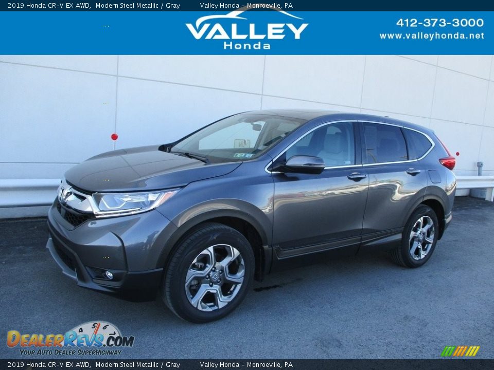 2019 Honda CR-V EX AWD Modern Steel Metallic / Gray Photo #1