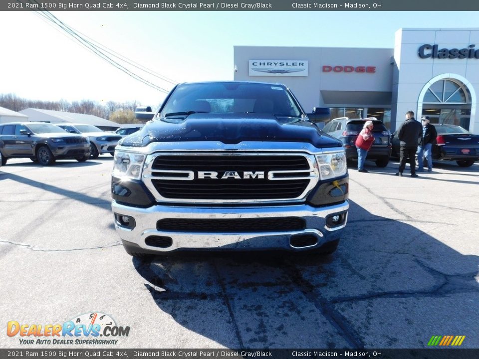 2021 Ram 1500 Big Horn Quad Cab 4x4 Diamond Black Crystal Pearl / Diesel Gray/Black Photo #2