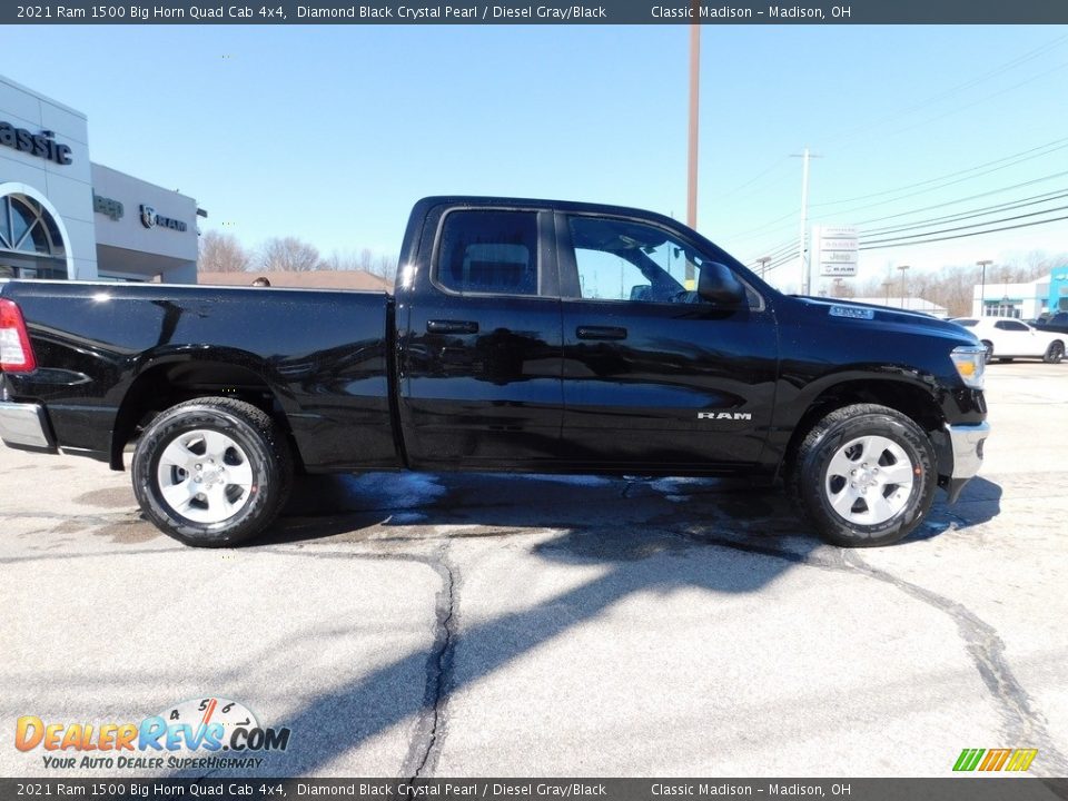 2021 Ram 1500 Big Horn Quad Cab 4x4 Diamond Black Crystal Pearl / Diesel Gray/Black Photo #3
