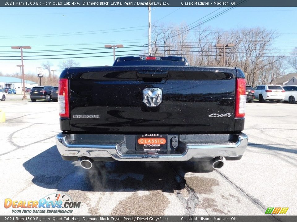 2021 Ram 1500 Big Horn Quad Cab 4x4 Diamond Black Crystal Pearl / Diesel Gray/Black Photo #4