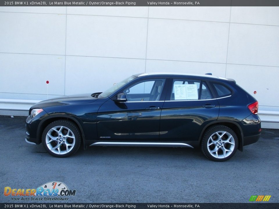 2015 BMW X1 xDrive28i Le Mans Blue Metallic / Oyster/Orange-Black Piping Photo #2