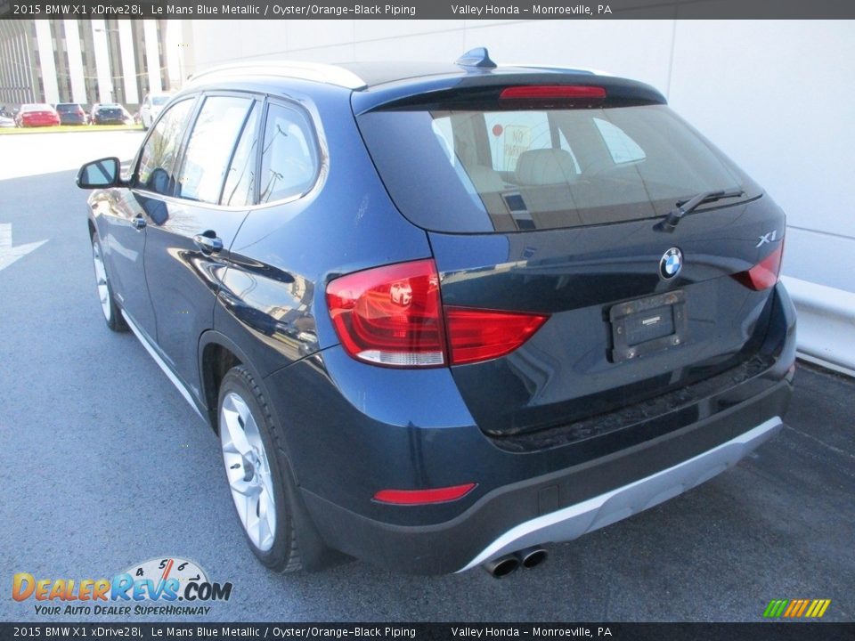 2015 BMW X1 xDrive28i Le Mans Blue Metallic / Oyster/Orange-Black Piping Photo #3