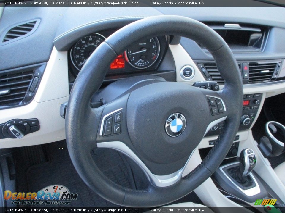 2015 BMW X1 xDrive28i Le Mans Blue Metallic / Oyster/Orange-Black Piping Photo #14