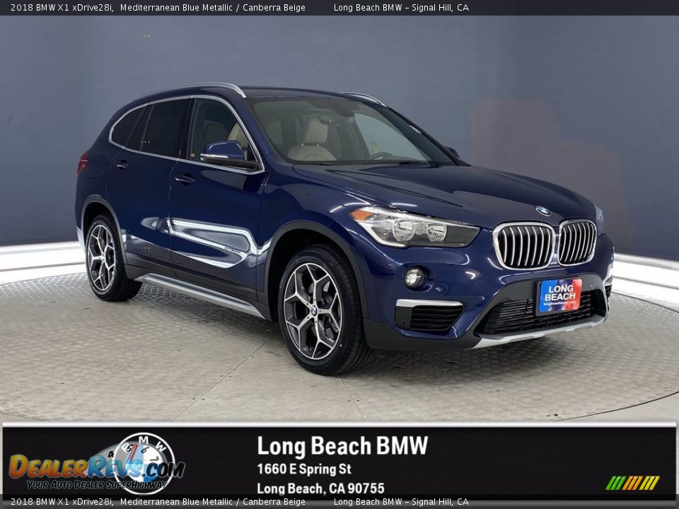 2018 BMW X1 xDrive28i Mediterranean Blue Metallic / Canberra Beige Photo #1