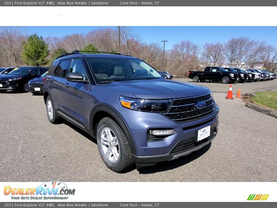 2021 Ford Explorer XLT 4WD Atlas Blue Metallic / Sandstone Photo #1