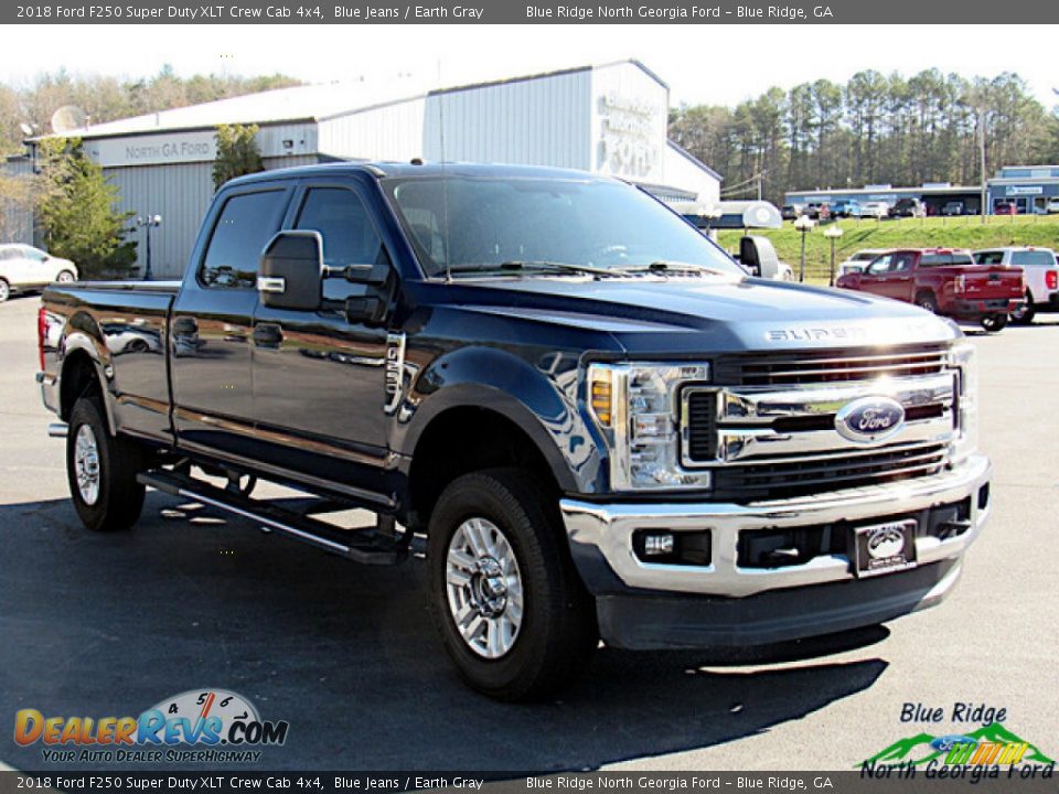 2018 Ford F250 Super Duty XLT Crew Cab 4x4 Blue Jeans / Earth Gray Photo #7