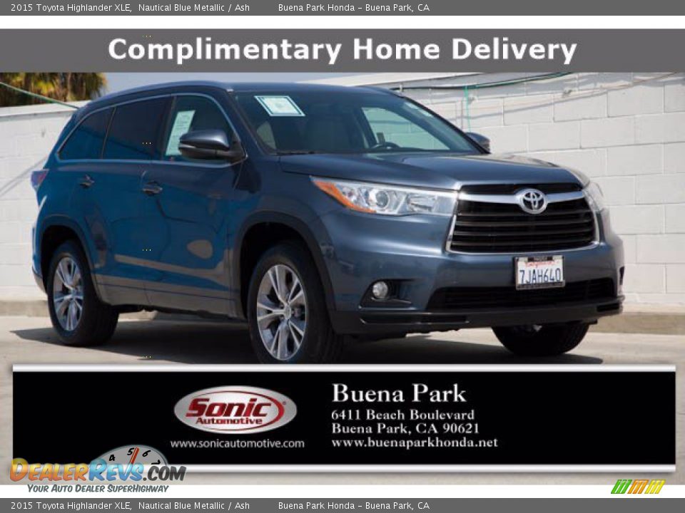 2015 Toyota Highlander XLE Nautical Blue Metallic / Ash Photo #1